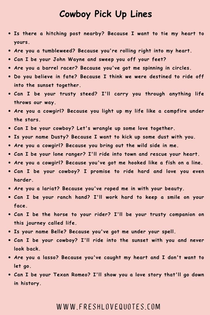 Cowboy Pick Up Lines