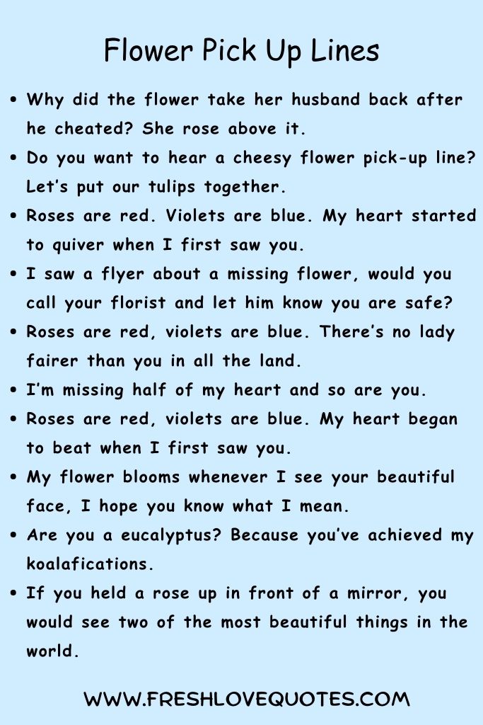 Flower Pick Up Lines