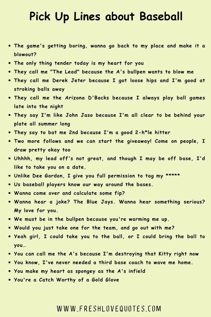Pick Up Lines about Baseball