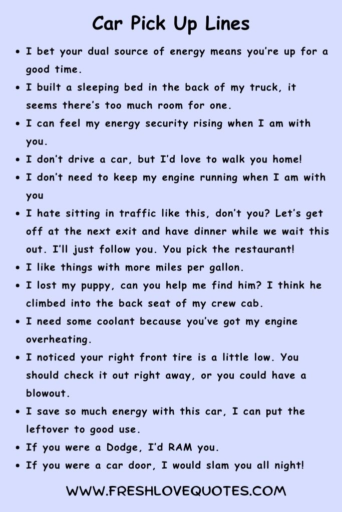 Car Pick Up Lines